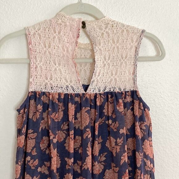 Boho Peasant Style Tunic Top Blouse Blue size Medium - Picture 4 of 4